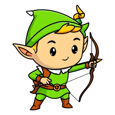 Elf archer with pointy ears and bow sticker