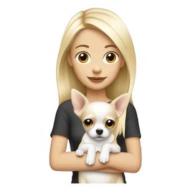 blonde girl holding white chihuahua sticker