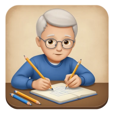 boy drawing grandpa on notebook sticker