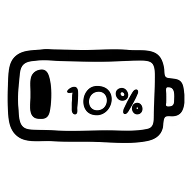 Low battery icon showing 10% power remaining sticker