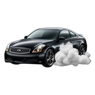 Black infiniti g35 coupe car with emoji smoke sticker