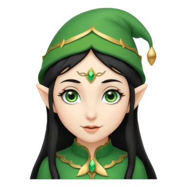 elf girl with elf hat, black hair sticker