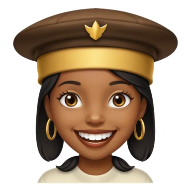 Black girl smiling with a gold grill and skully hat sticker