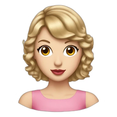 Taylor Swift with a pink dress and a heart around the right eye sticker