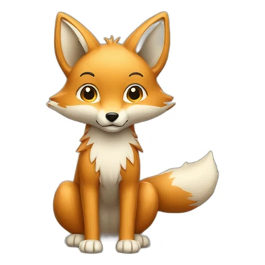 beige fox full body with several tails sticker