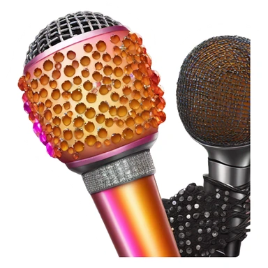 Orange and pink gradient handheld microphone with rhinestones  sticker