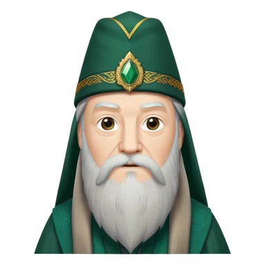 albus dumbledore long beard from harry potter with dark green turkish fez hat and decorative motifs, no gem sticker