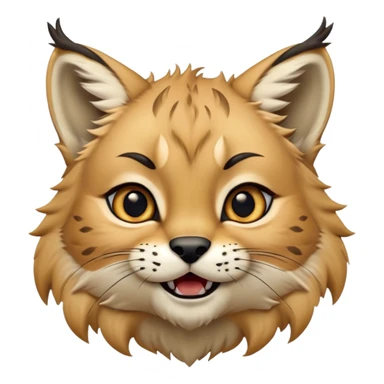 Cinematic-realistic cute-Lynx-Portrait-Emoji – Head tilted dramatically with an exaggeratedly amused expression, featuring a thick, tufted golden-brown coat with striking black ear tufts, wide, expressive amber eyes filled with playful disbelief. zoomed out to show shoulders sticker