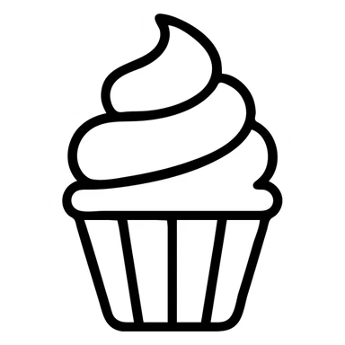 cupcake with pink icing outlined icon sticker