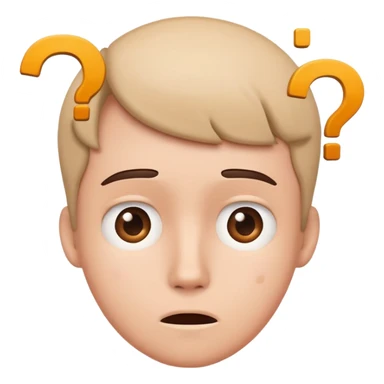 A confused face with question marks around the head sticker