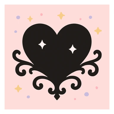 black gothic heart, ornate, dark, elegant sticker