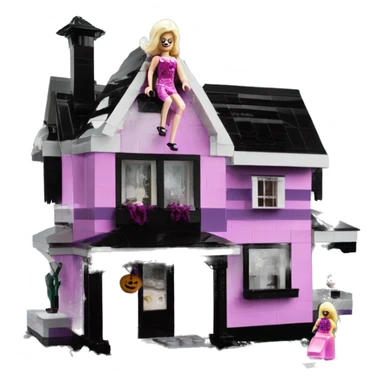 Lego barbie’s run-down frightening haunted dream house nightmare scenario moon sticker
