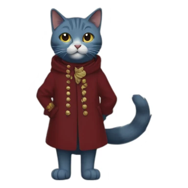 Full length Blue britain cat with dog tail and dark Red mantle sticker