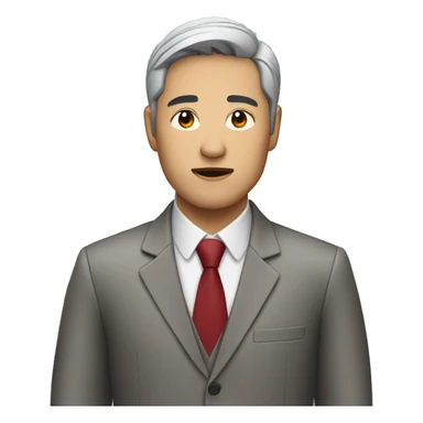 asian man with gray suit and dark red shirt sticker