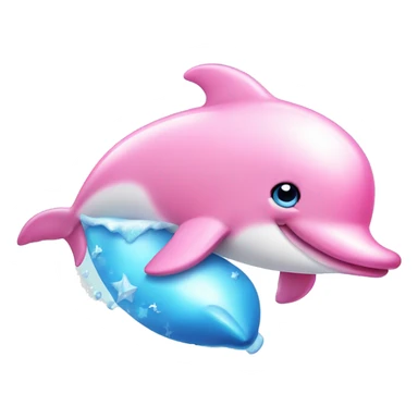 Cute pink dolphin decorating with twinkling sticker