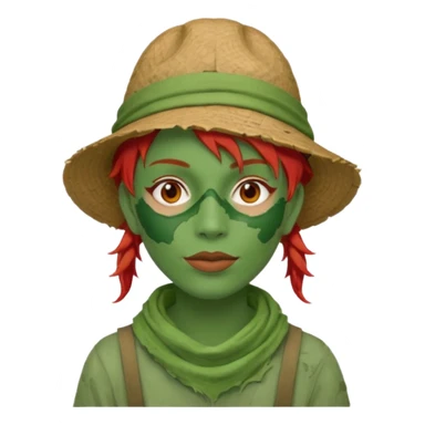 messy green full face green clay mask and tourist hat red hair  sticker