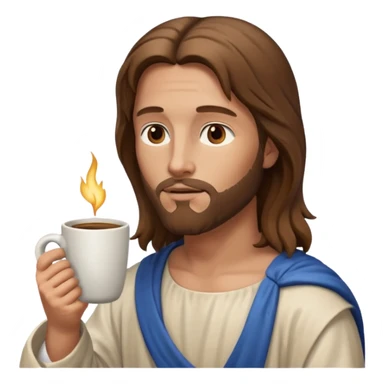 Side profile of Jesus holding a coffee mug sticker