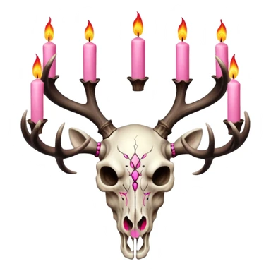 Deer skull with pink and black candles on antlers sticker