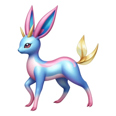 Colorful Shiny Exotic Cresselia-Sylveon-Molotov-Fakémon-hybrid-creature (full body)  sticker