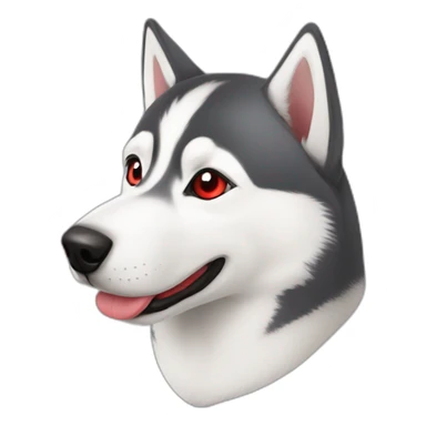 Siberian husky with red band sticker