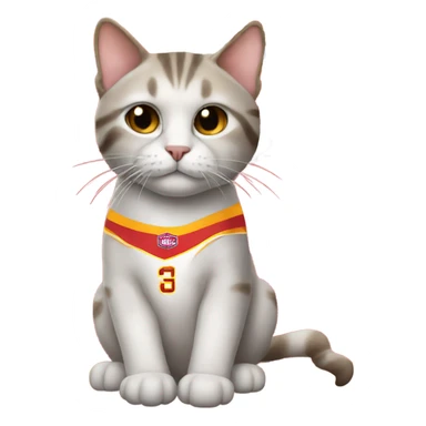 Cat wearing a chiefs jersey sticker
