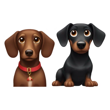 christmas black dog and brown dachshund sticker