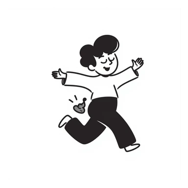 minimal and humorous silly doodle of poop dropping from a butt sticker