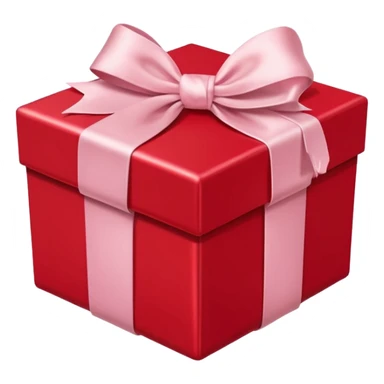 red  gift box with light pi,k satin bow sticker