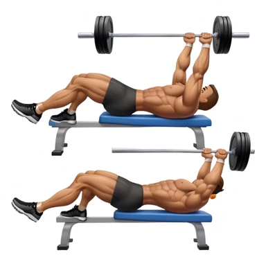 side-view bodybuilder lying down barbell glute-bridges sticker