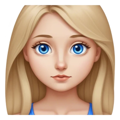 dark blonde haired girl, with blue eyes, a mole on the left side of her lower face, prety sticker