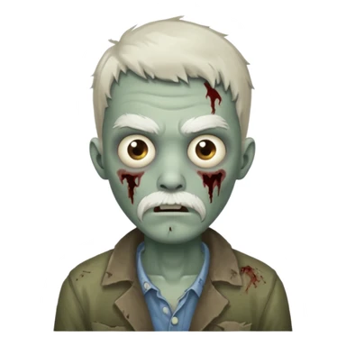 young zombie with white mustache sticker