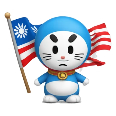 Doraemon with japanese flag sticker