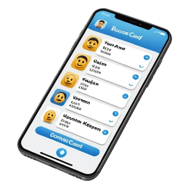 digital busniess card on a phone screen in english written just a phone screen no hands and a very professional without any empji sticker