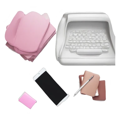 Aesthetic, White Desk with pink iPad and books￼  sticker