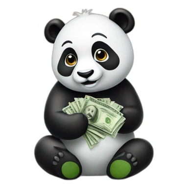panda counts cash from selling bamboo sticker