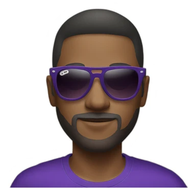 DJ with rayban sunglasses and a purple t shirt sticker