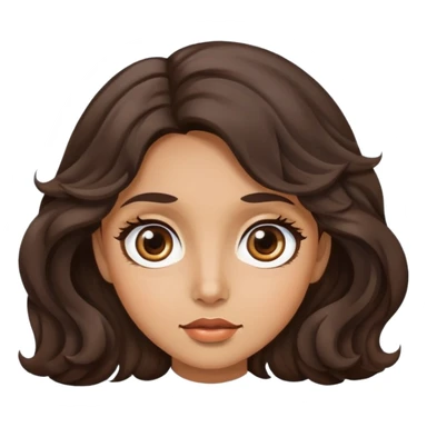 woman face with big eyes, medium skin tone, and dark wavy hair sticker