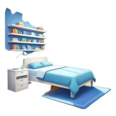 sparkling clean room with a made bed, neat shelves, and sunlight through the window sticker