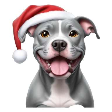 All Grey Pitbull with Santa Hat sticker