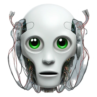 Alien robot head with wires and circuits sticker