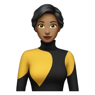 elegant woman yellow-skin black-turtleneck sticker