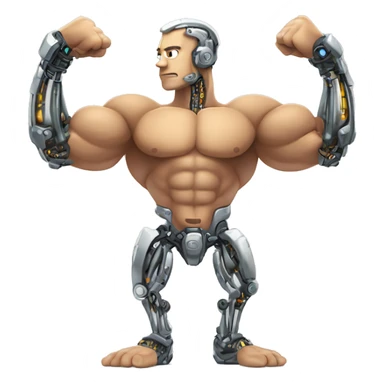 Flexing cyborg bicep and forearm with circuits and shocks sticker
