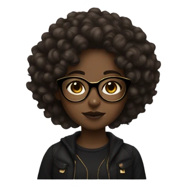 Curly hair girl with golden glasses, dark skin and aesthetic clothes sticker