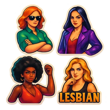 lesbian sticker pack - women who made it for women who love women - bossy dominative style, commanding sticker