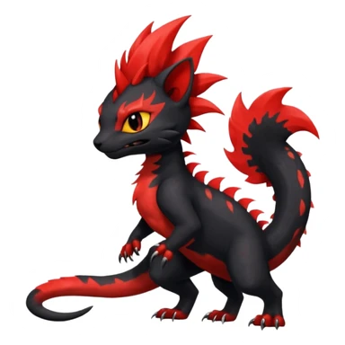 Shiny badass Fiery gothic evil black and red salandit-Liten-torracat with a red Mohawk  sticker