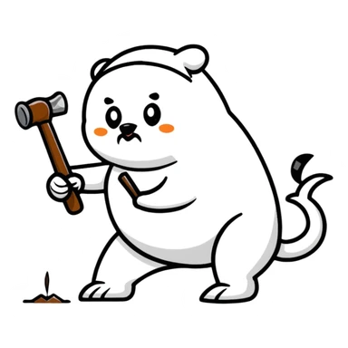 person whacking a mole with a hammer sticker