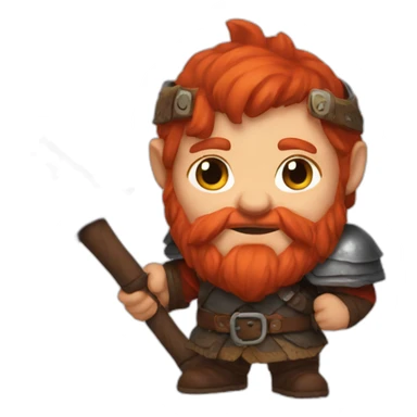 A red hair dwarf with an greataxe sticker