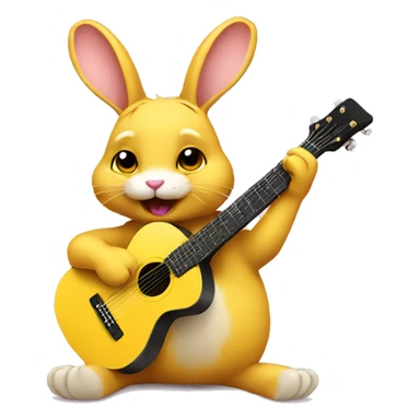 Cute rabbit playing yellow guitar sticker