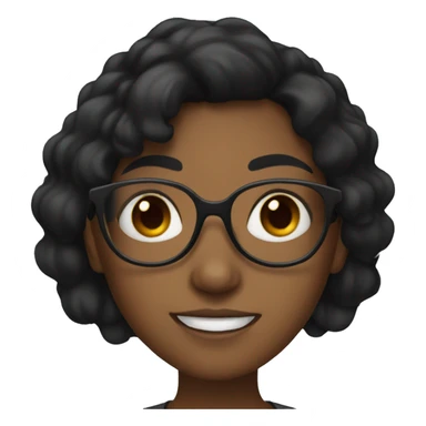 brown girl with black hair and glasses sticker