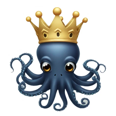 Black happy Octopus with crown sticker